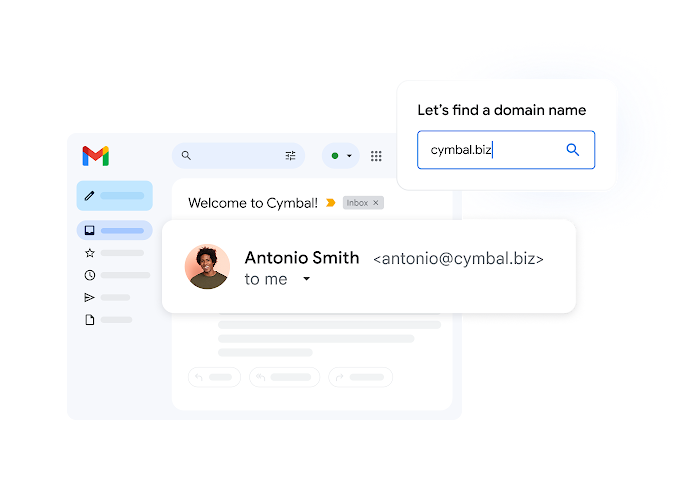 A user creates a custom domain name called “cymbal.biz”.