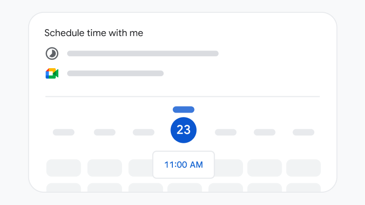 A calendar with a highlighted date and an 11:00 AM appointment.