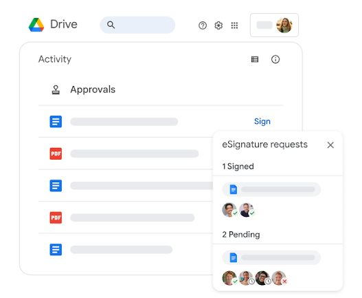 Requesting electronic signatures on a file on Drive