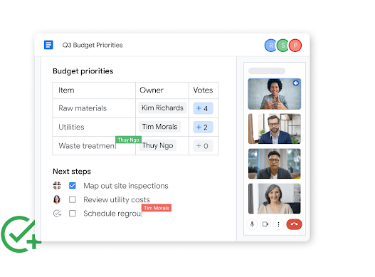 Google Workspace Interface graphic - Collaborative Doc edits while on a meet call