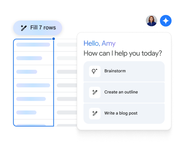 Gemini prompt offers to help brainstorm, create an outline, and more