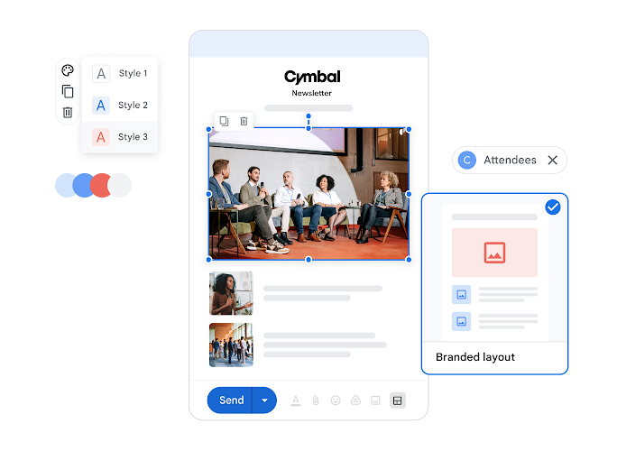 Custom layout templates customizes a company email.