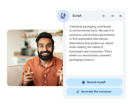 Gemini in Vids provides suggested scripts
