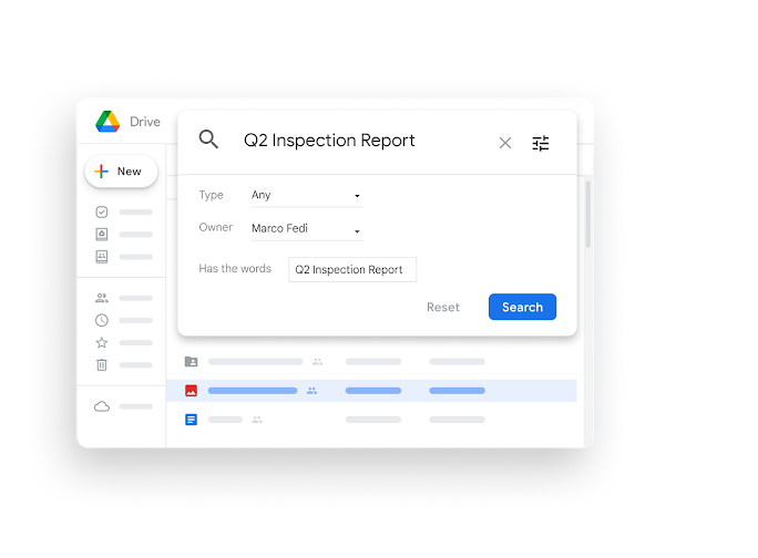 Google Workspace Interface graphic - Drive search