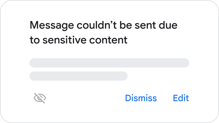 Notification that reads 'Message couldn't be sent due to sensitive content' demonstrating real-time data loss prevention.