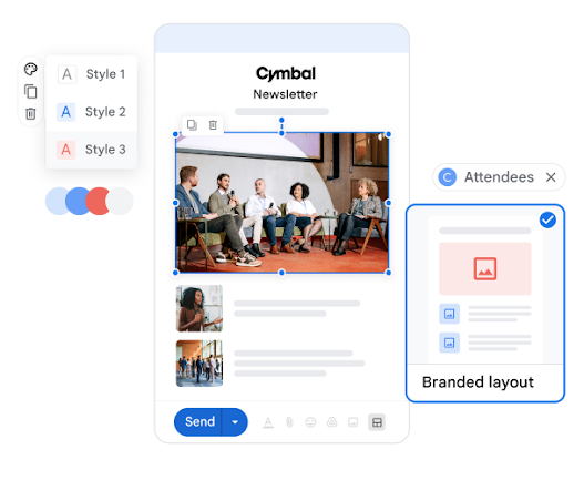 Custom layout templates customizes a company email.