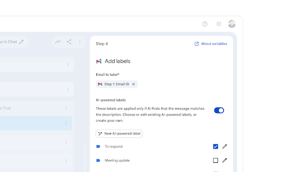Setting up a workflow that adds AI-powered labels to emails.