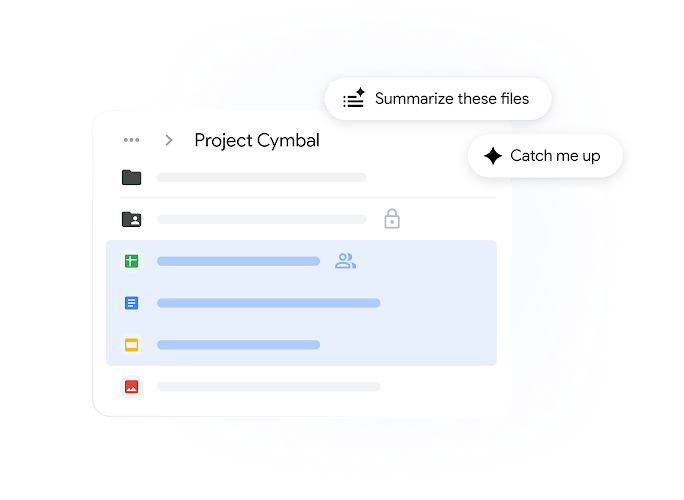 A user asks Gemini to summarize the content of three files in Google Drive. 