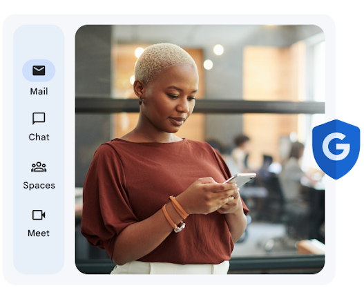 A user browsing Workspace on her cell phone, protected by Workspace security.